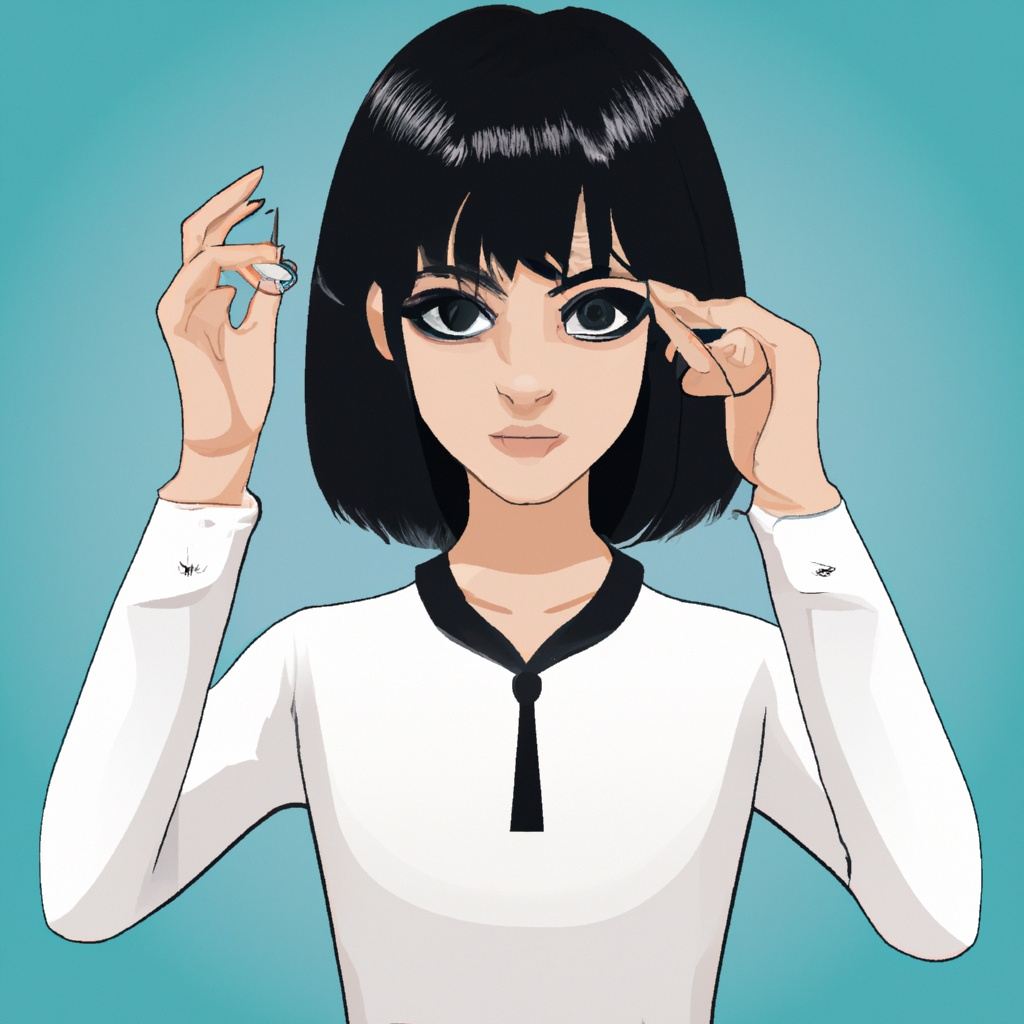 Illustration of a young person holding a contact lens