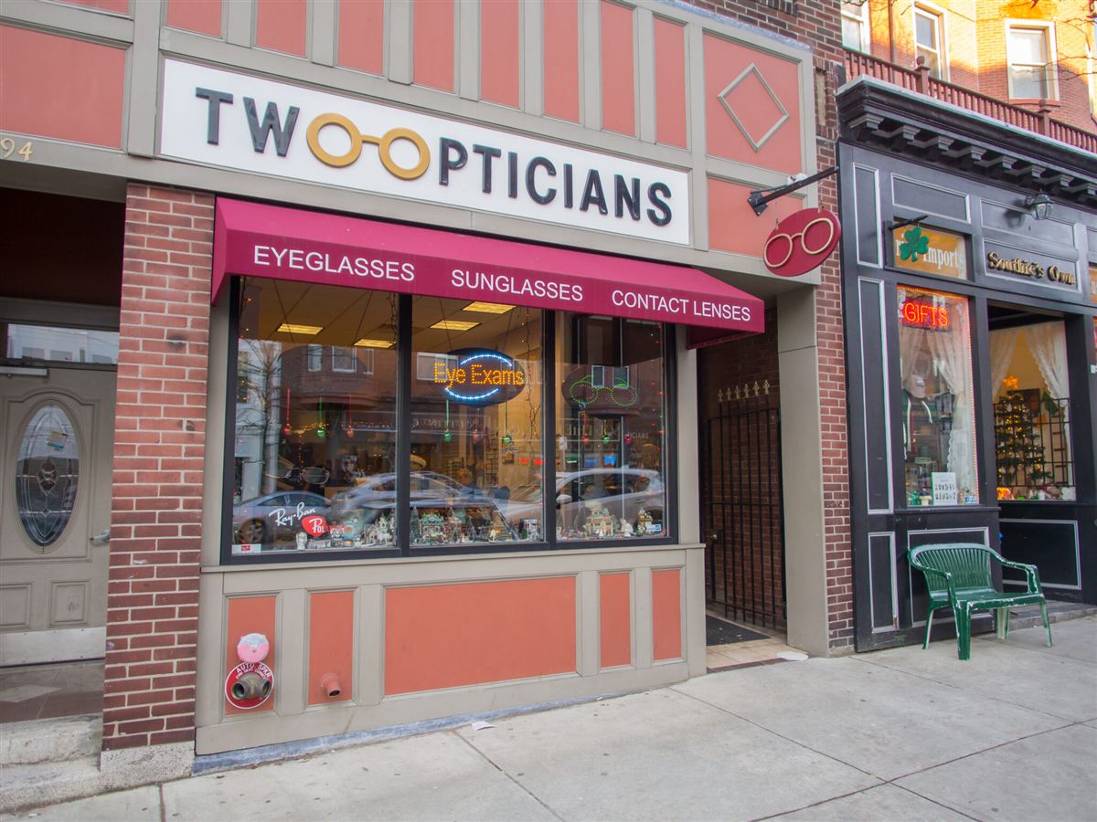 Two Opticians storefront at 394 West Broadway, South Boston